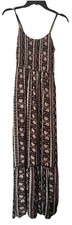 SO Black Beige Brown Floral Paisley Geometric Maxi Babydoll Dress Sleeveless XS