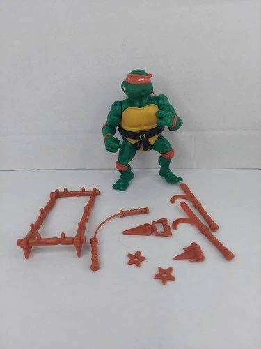 Vtg 1988 TMNT Soft Head MIKE 100% COMPLETE-  MICHAELANGELO Turtle & Accessories