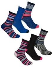 Bamboo Mid Calf Sock Striped/Heel Contrast Socks 6 or 12 Pairs