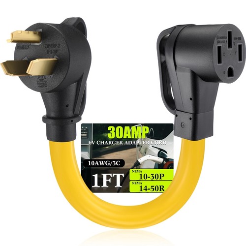 Couplago NEMA 10-30P To 14-50R Adapter – 240V Dryer Plug For EV / Tesla Charging, Heavy Duty, 30 Amp Rated 8 thumbnail image