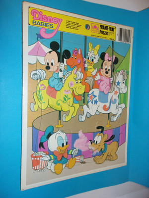 Disney Babies Frame Tray Puzzle 80s Mickey Minnie Mouse Donald Duck Pluto Fair