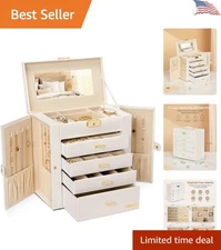 Stylish Lockable Jewelry Case with Compartmentalized Storage for Every Piece