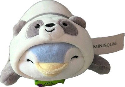 MINISO Life Panda Mini Plush Stuffed Animal Toy White Gray Washable