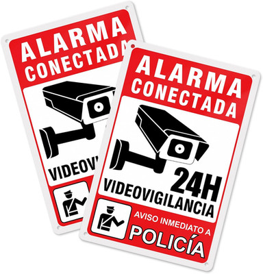 Cartel Videovigilancia - Placa Alarma - Aviso a Policía Adhesiva Material De Alu