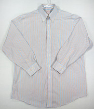 Brooks Brothers 346 Mens Button Down Dress Shirt 16 32/33 Blue Striped Non-Iron