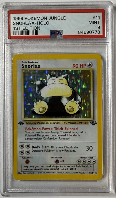 1999 POKEMON JUNGLE 1ST EDITION #11 SNORLAX-HOLO PSA 9