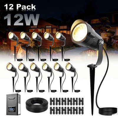 12W 3000K LED Landscape Lights 12Pack 200W Transformer 100FT Wire Waterproof