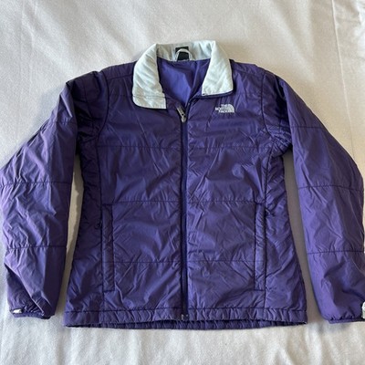 North Face Regenjacke Damen klein lila wattiert Wandern Outdoor Reißverschluss warm Logo