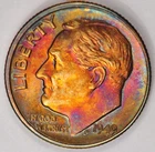 1949 D TONED Roosevelt Dime Ungraded Toning Silver Coin 10C C8