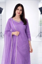 Women Office Wear Ethnic Kurta Set Indian Bollywood Top Kurti Pant Dupatta Set