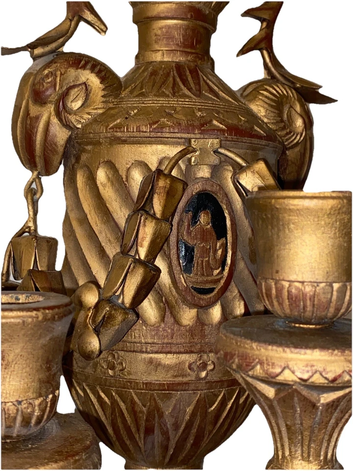 Pair Antique Neoclassical Style Saltram Gilded Candle Wall Sconces - Image 4 of 4