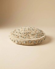 Vintage Embellished Ivory Pillbox Hat Beaded Cocktail Hat 1960s Formal