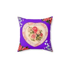 Vintage Pink and Purple Valentine's Day Pillow Pillow Cover Love Heart Gift