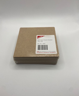 MDF Platten von Gonis zum Basteln, 3mm / 100x100mm 10er Pack Quadratisch