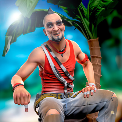 Vaas Montenegro 3D Printed Figure,  Far Cry 3 Villain Statue, Unpainted