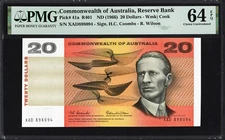 Australia 20 Dollars P41a R401 1966 Coombs Wilson PMG64 Choice UNC EPQ VIBRANT