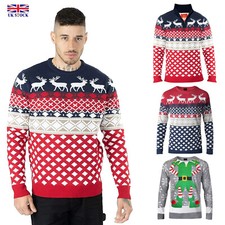 Noroze Mens Novelty Elf Joker Knitted Christmas Retro Sweater Jumper Pulover Top