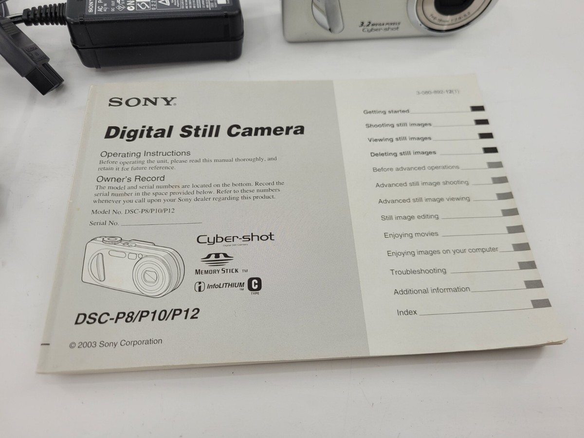 Sony CyberShot DSC-P8 3.2MP Digital Camera w/ Battery-Charger 