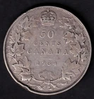Canada 1934 50c Fifty Cent Silver Coin King George V VG+ .800 Silver #2