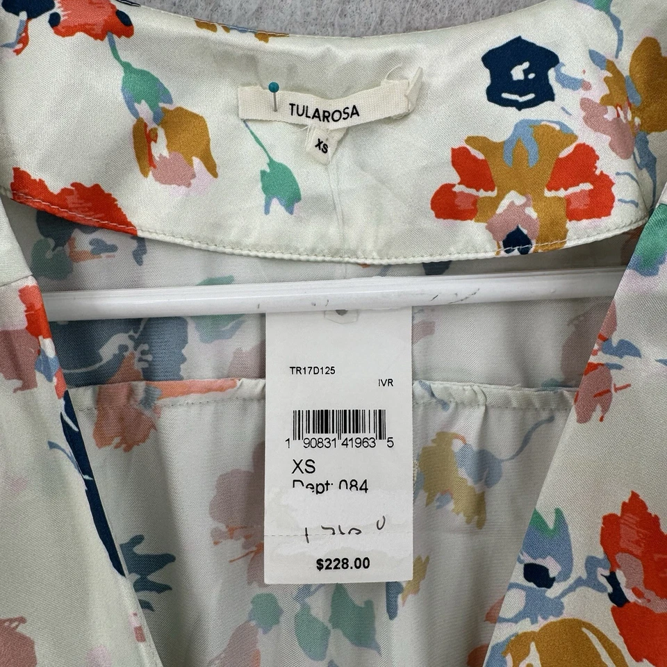 Maxi vestido envolvente Tularosa Sid para mujer XS blanco floral satinado cuello hundido nuevo con etiquetas Foto 3 de 4