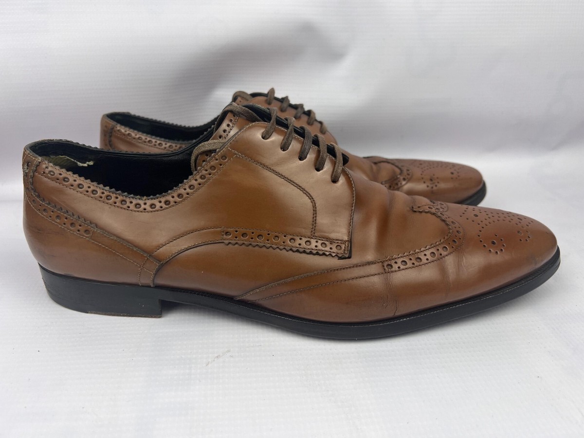 Dolce And Gabbana Brogue Brown Men Leather Lace Up Shoes UK 