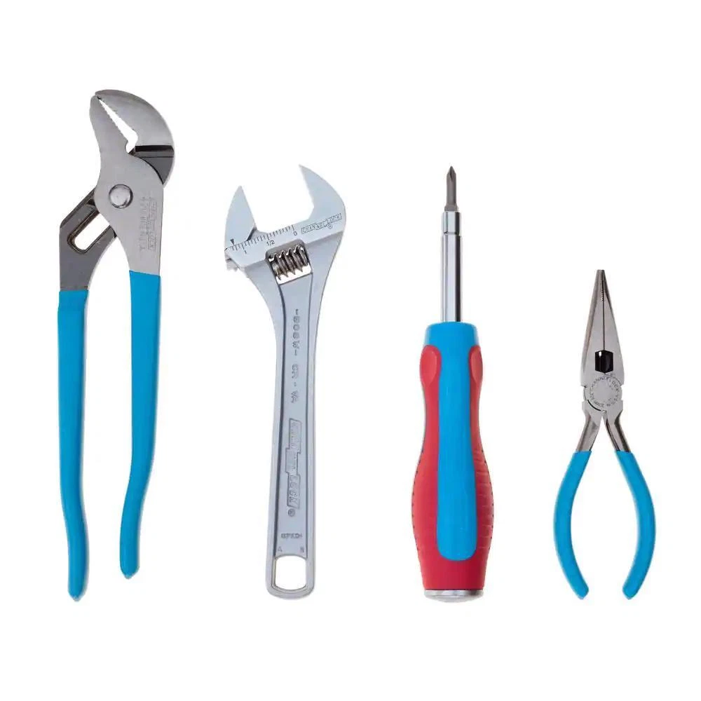Adjustable Wrench 6 In 1 Tongue And Groove And Long Nose Plier Set 4 Piece