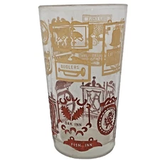 Peanut Butter Glass w/Colonial Inn Signs Vintage 50's Collectible