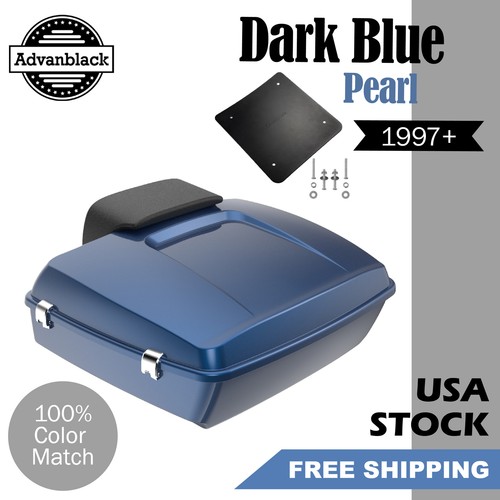Advanblack DARK BLUE PEARL Rushmore Chopped Tour Pack Pak Fit 97+ Harley/Softail - Imagen 13 de 13