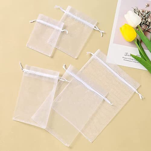 HERZWILD 40 sacchetti in organza, per Natale, in organza, colore bianco, (W2T)