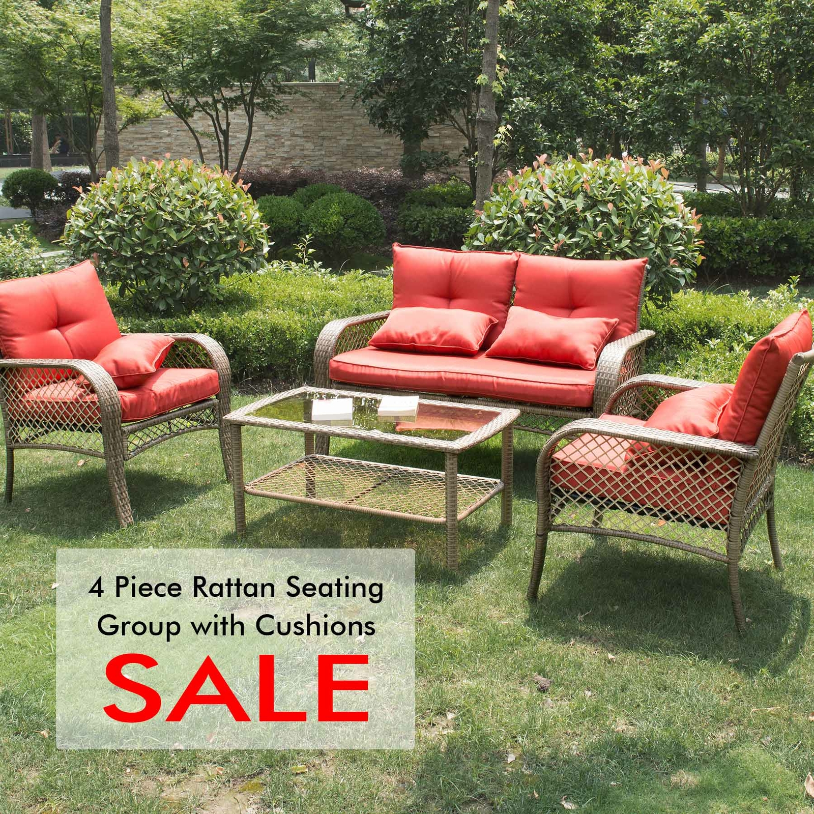 Pamapic 4 Piece Patio Furniture All Weather Mix Brown Pe Rattan Wicker Chair For Sale Online Ebay