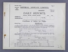 IMPERIAL AIRWAYS CERTIFICATE OF SAFETY FOR FLIGHT AIRLINE REPORT FORM STAFF