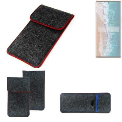 Schutzhülle für Tecno Phantom X2 Pro dunkelgrau roter Rand Filz Sleeve Tasche 