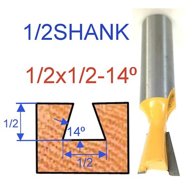 1 pc 1/2'' SH 1/2 Diameter 14° Dovetail Router Bit (43750PC) For Omni Jig