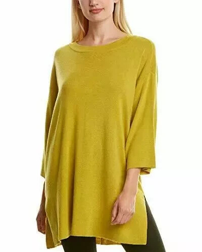 Eileen Fisher Womens Fern Fine Organic Cotton Silk Mock Neck Tunic