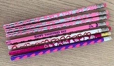 Vintage Lot of 7 Heart Happy Valentines Day 2 Pencils Pentech, Atlas,  NOS