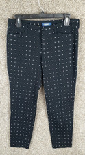 Old Navy Pixie Pant Womens 8 Black White Polka Dot Mid Rise Crop Stretch Casual