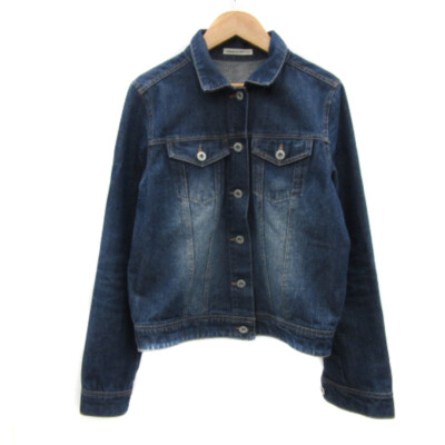 Nice wrap CLAUP denim jacket G jean mid-length washed indigo blue