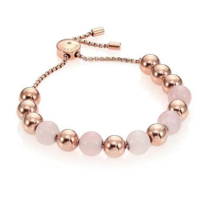 Nuevo Brazalete Deslizante Michael Kors Cuentas Cuarzo Rosa Tono Oro Rosa Foto 3 de 4