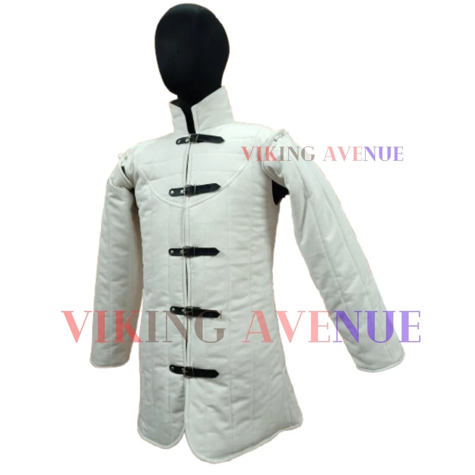 Armadura Gambesón Medieval Manga Completa Tela Algodón Aketón Chaqueta Armadura Foto 3 de 4