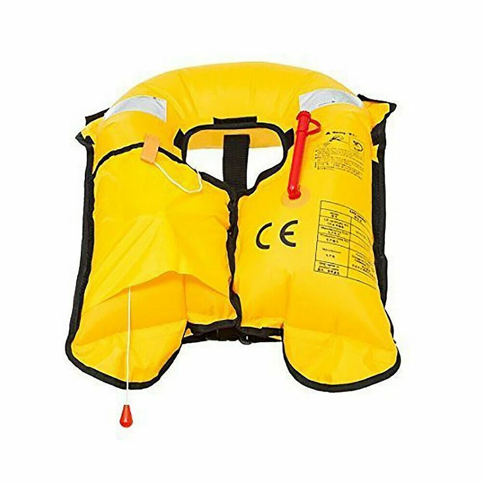 Premium Adult Inflatable Life Jacket Vest Lifesaving PFD C02 Cartridge - Black - Image 3 of 4