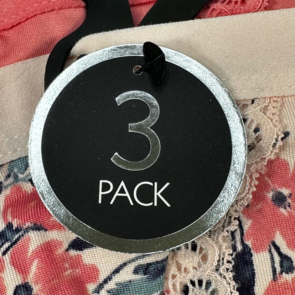 Lot Of 3 Delta Burke Womens Sz Large Panty Brief Floral Pink Solid Pink Blue New - Image 4 of 4