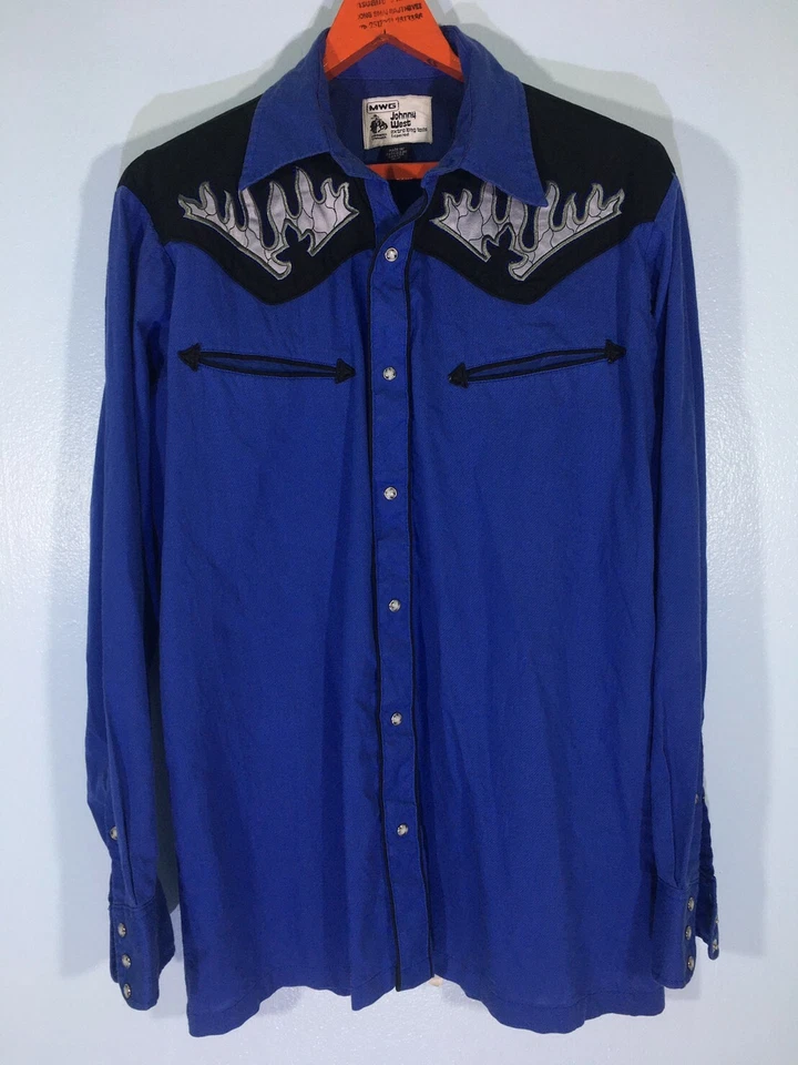 Camisa LS Lisa Bordada Flor Vaquera De Colección Años 90 MWG Western Resistente Desgaste M Foto 2 de 4