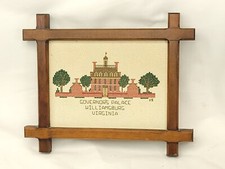Vintage NEEDLE POINT PICTURES GOVERNORS PALACE WILLIAMSBURG Virginia 8x6