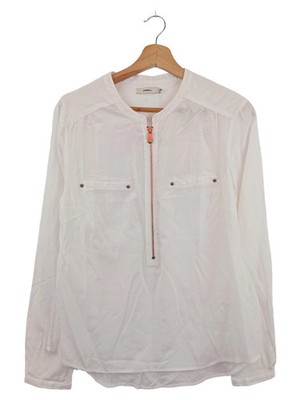 DRANELLA Bluse Damen 38/M Weiß Klassisch Casual Langarm Reißverschluss