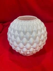 Antique Vintage White Milk Glass Quilted Oil Lamp Shade Globe