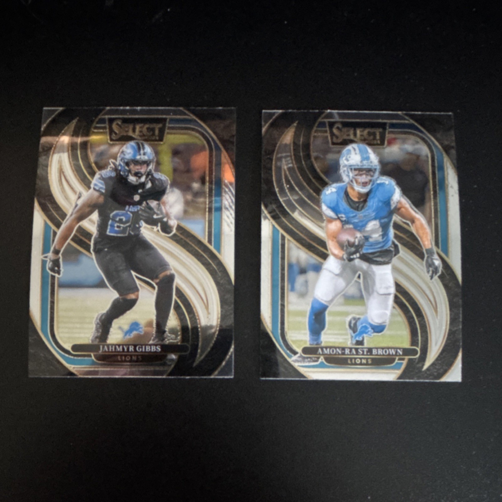 Panini Select NFL 2 Card Lot - Lions Jahmyr Gibbs, Amon-Ra St. Brown