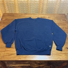 Vintage 90s Russell Pro Cotton Sweatshirt Mens Large Blue Blank Heavy Raglan