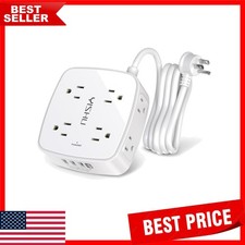 6 Ft Surge Protector Power Strip - 8 Widely Outlets with 4 USB Ports, 3 Side Out