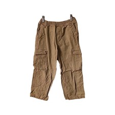 Boys' Beige Cargo Pants with Elastic Waist and Pockets, Casual Style