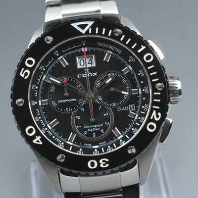 Long Bracelet [N MINT] EDOX Class One 10017 Chronograph Big Date Qz Mens  Watch
